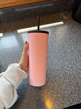 Simply modern cup with straw
